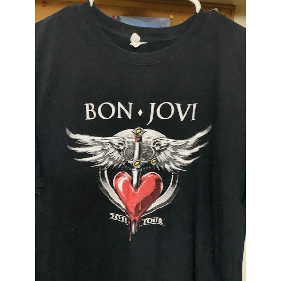 BON JOVI 2018 Tour Black Large T-shirt Double Sided House Gildan Softstyle - Picture 3 of 6